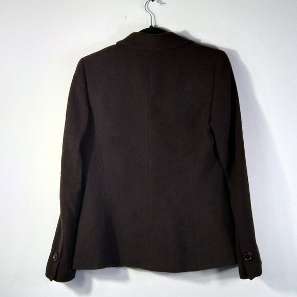 Dana Buchman Chocolate Brown 100% Woven Wool Blazer Sz 4๐๐โค๏ธ Host Pick โค๏ธ๐๐ - Picture 2 of 8